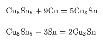 Chemical equation with regard to Cu3Sn formation