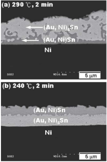 Microstructure of Sn/Au/Ni soldering