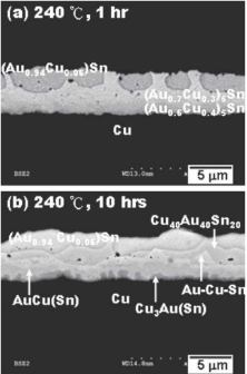 Microstructure of Cu interface after soldering and aging at 240℃