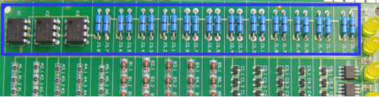 Layout of the testing devices on the PCB
